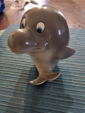 Hard Plastic Vintage Dolphin Coin Bank Between The 1960s And 1970s